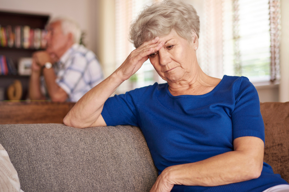 Older adult receiving emotional support and mental health care, highlighting that depression is not a normal part of aging.